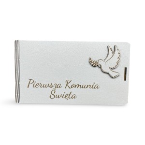 PUDEŁKO Z ŻYCZENIAMI "PIERWSZA KOMUNIA ŚWIĘTA -  GOŁĄB 2"