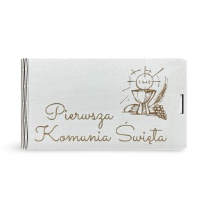 PUDEŁKO Z ŻYCZENIAMI "PIERWSZA KOMUNIA ŚWIĘTA -  HOSTIA"